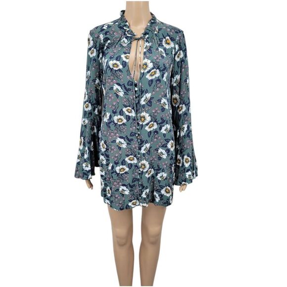 Free People Magic Mystery Tunic Floral Long Bell Sleeve Dress - Picture 2 of 14